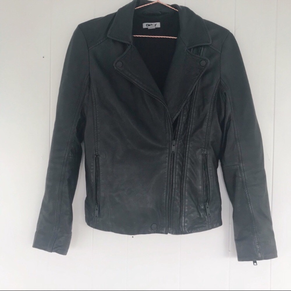 DKNY leather moto jacket